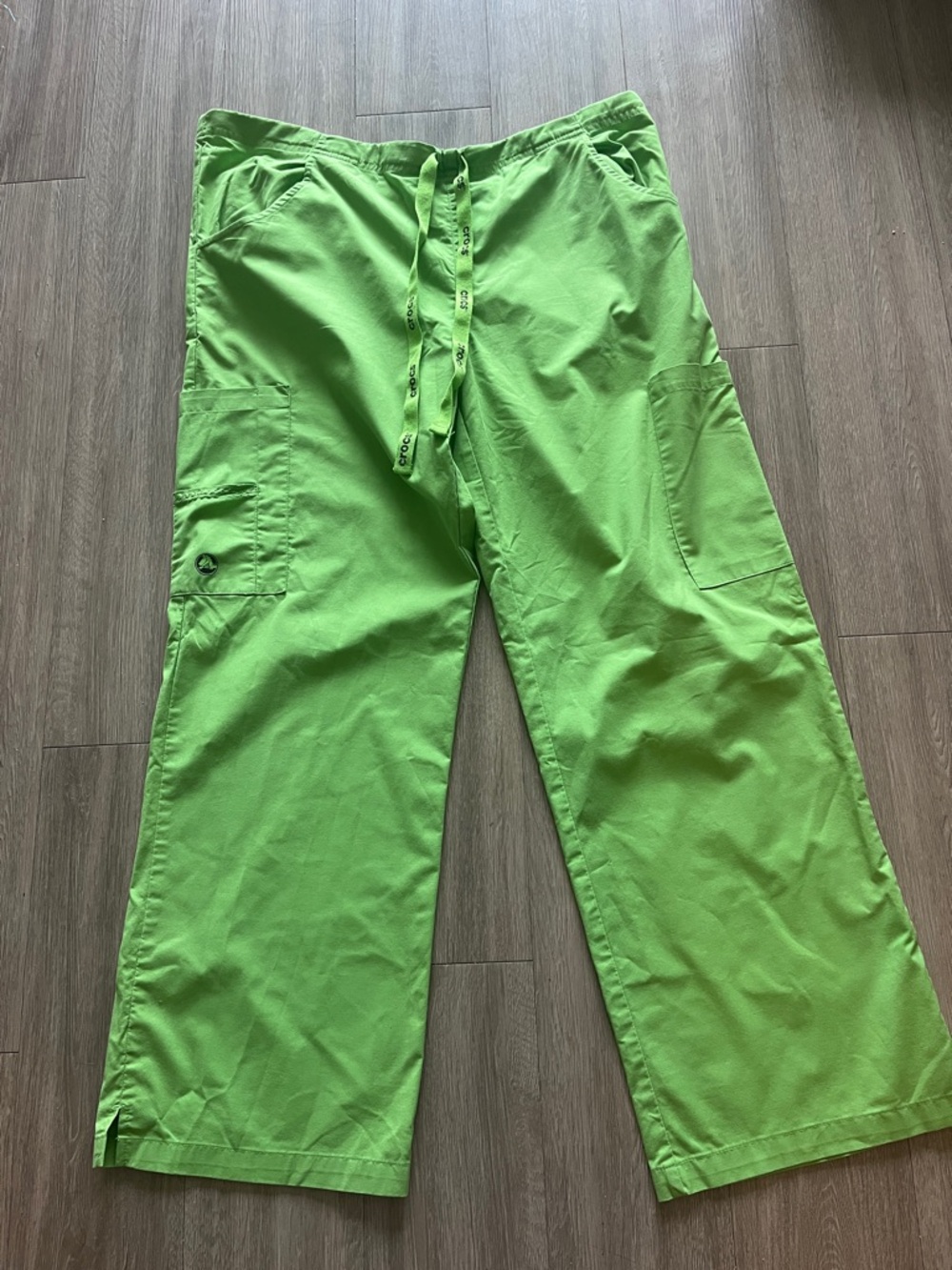 Crocs Medical Apparel Neon Green Cotton Cargo Nursing Scrub Pant Women XL